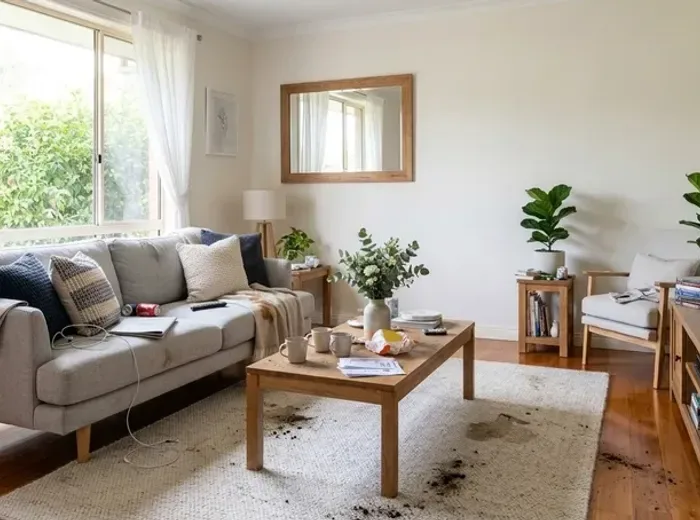 Living Room Clean, before cleaning